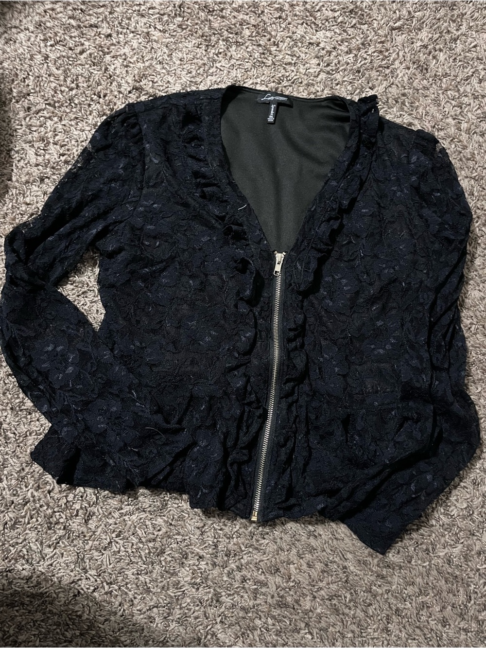 Lace Zip-Front Jacket in Black